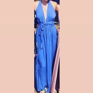 Lulus Blue Wrap Around Maxi Dress